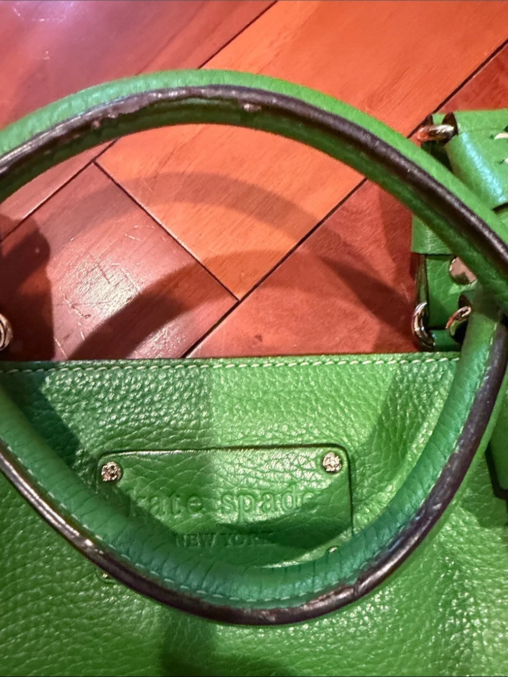 Kate Spade Vintage Pebbled Leather Tote / Shoulder Bag - Kelly Green